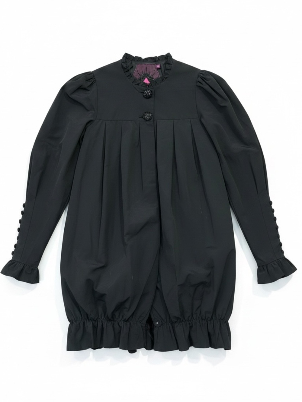 Twelve by Twelve Los Angeles Avant-Garde Mini Bubble Hem Coat Black Size Medium - Picture 2 of 10